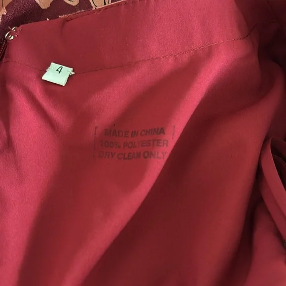 Theia Red Long Sleeve Gown with Sweetheart Neckline - Picture 10 of 11